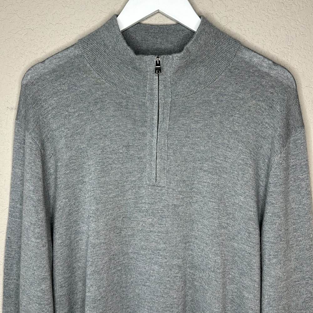 Banana Republic 100% Italian Merino‎ Wool by Baruffa Quarter Zip Sweater Size XL - Picture 2 of 13